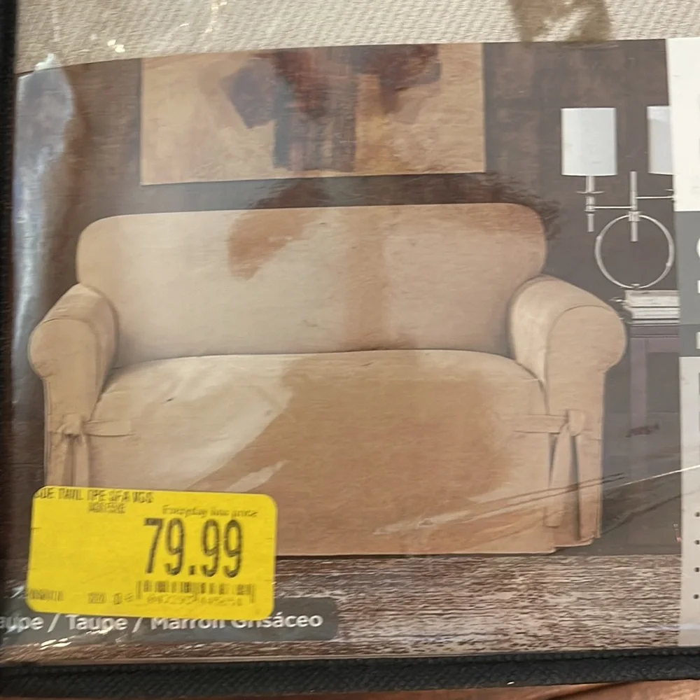 Surefit surfed twill loveseat slipcover Taupe color